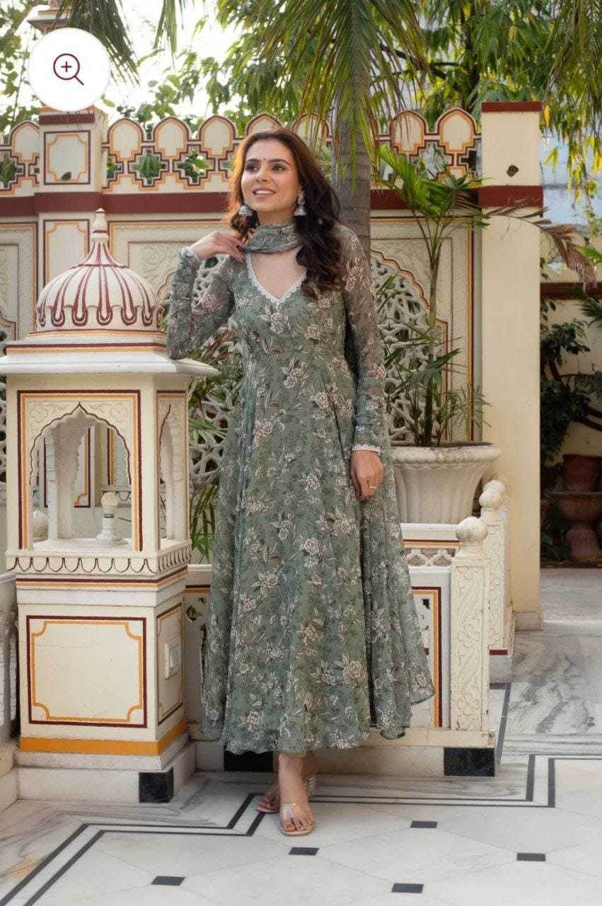 Georgette Printed Party Gowns - MYLUXURY LANE ENTERPRISE